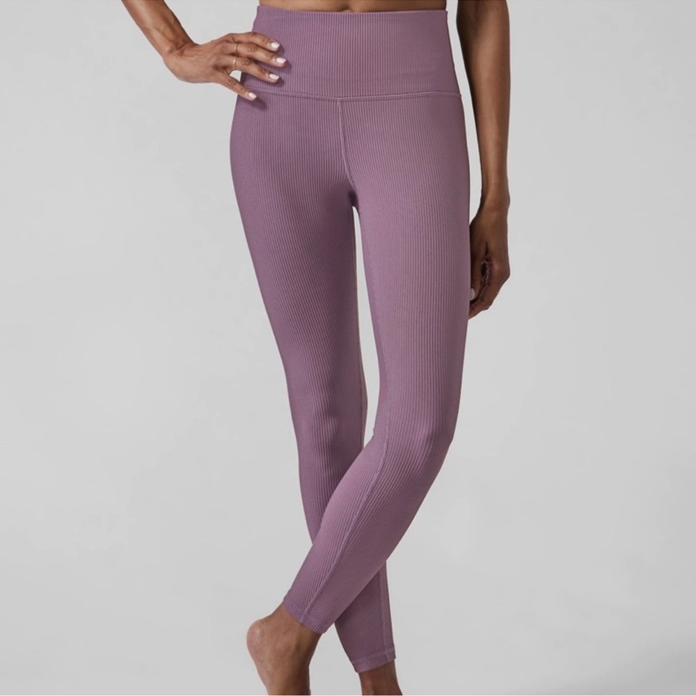 Athleta Mauve Ribbed Leggings